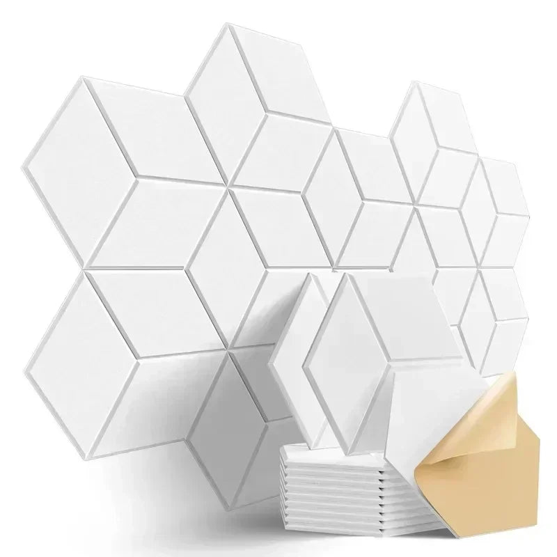 Panneaux Acoustiques Muraux Hexagonaux – Mousse Absorbante Auto-Adhésive, Lot de 12