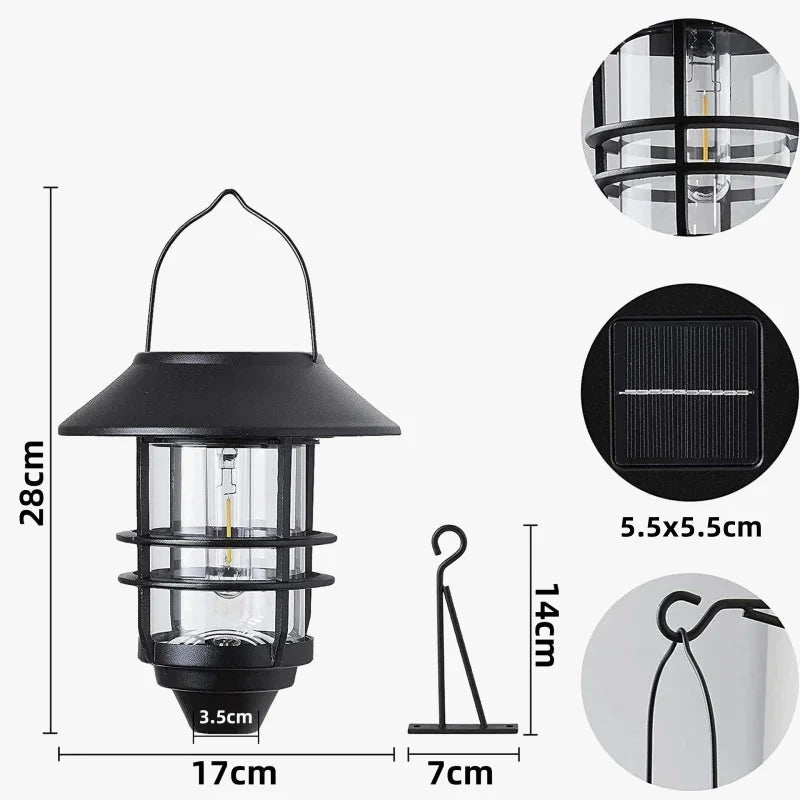 Lanterne Solaire Extérieure Flamme – Éclairage LED Décoratif Étanche