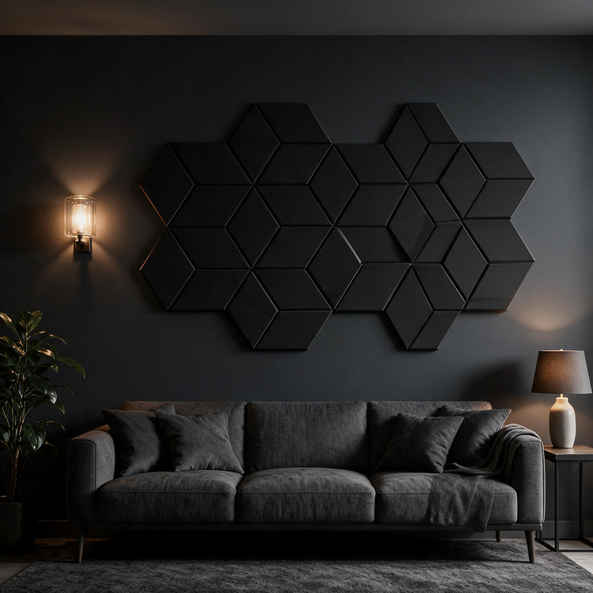 Panneaux Acoustiques Muraux Hexagonaux – Mousse Absorbante Auto-Adhésive, Lot de 12