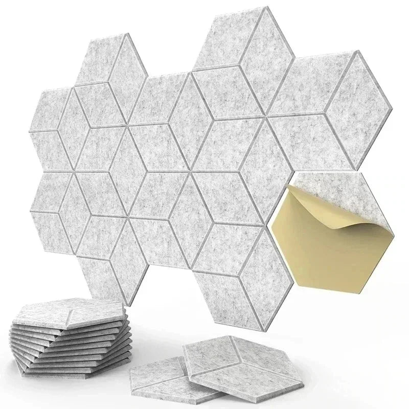 Panneaux Acoustiques Muraux Hexagonaux – Mousse Absorbante Auto-Adhésive, Lot de 12