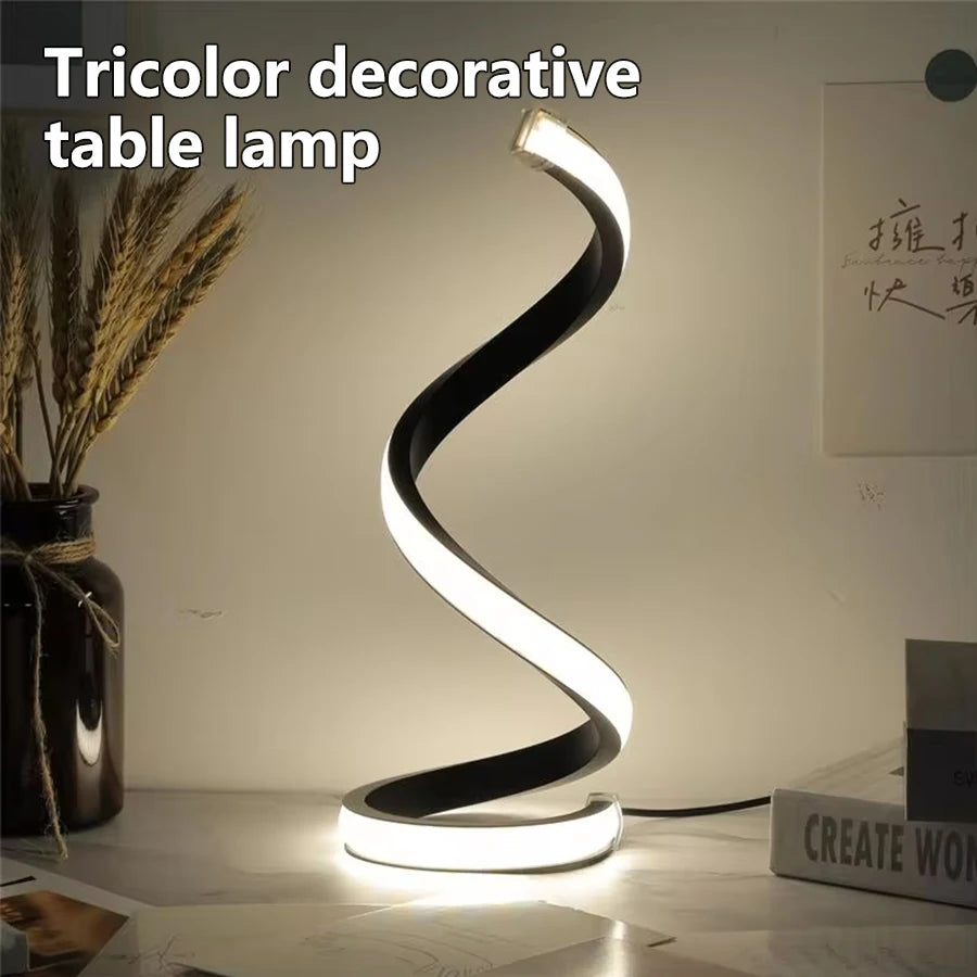 Veilleuse LED Design Spirale – Lampe de Chevet Dimmable 3 Couleurs