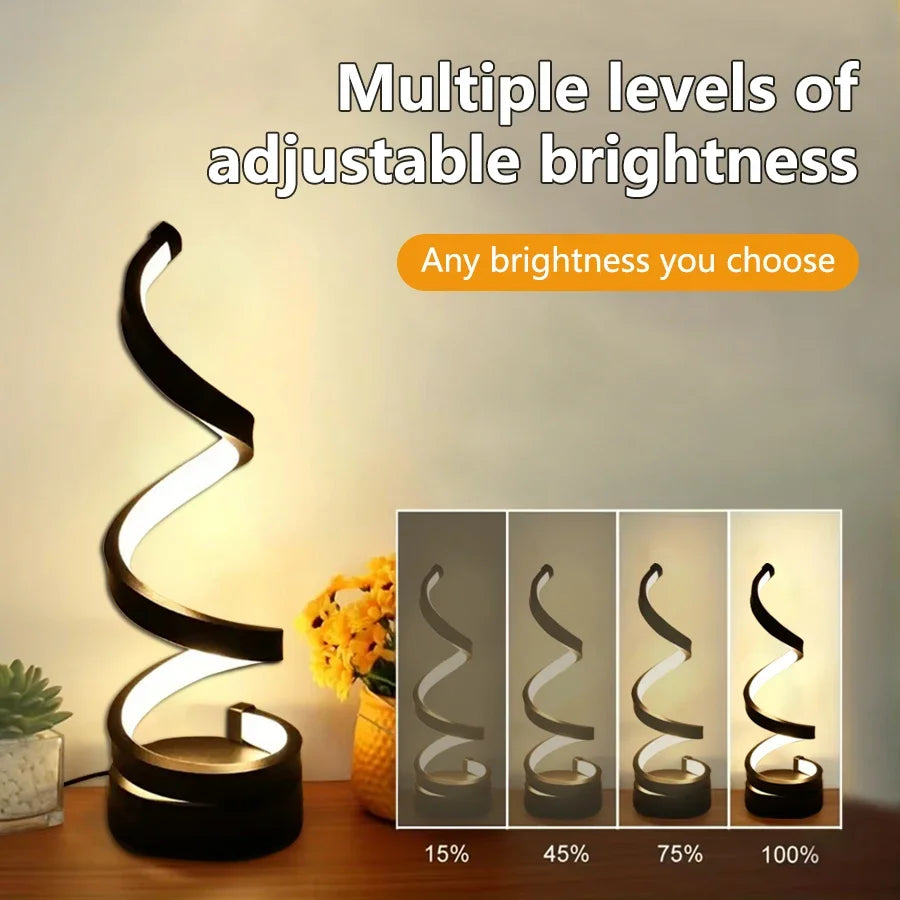 Veilleuse LED Design Spirale – Lampe de Chevet Dimmable 3 Couleurs