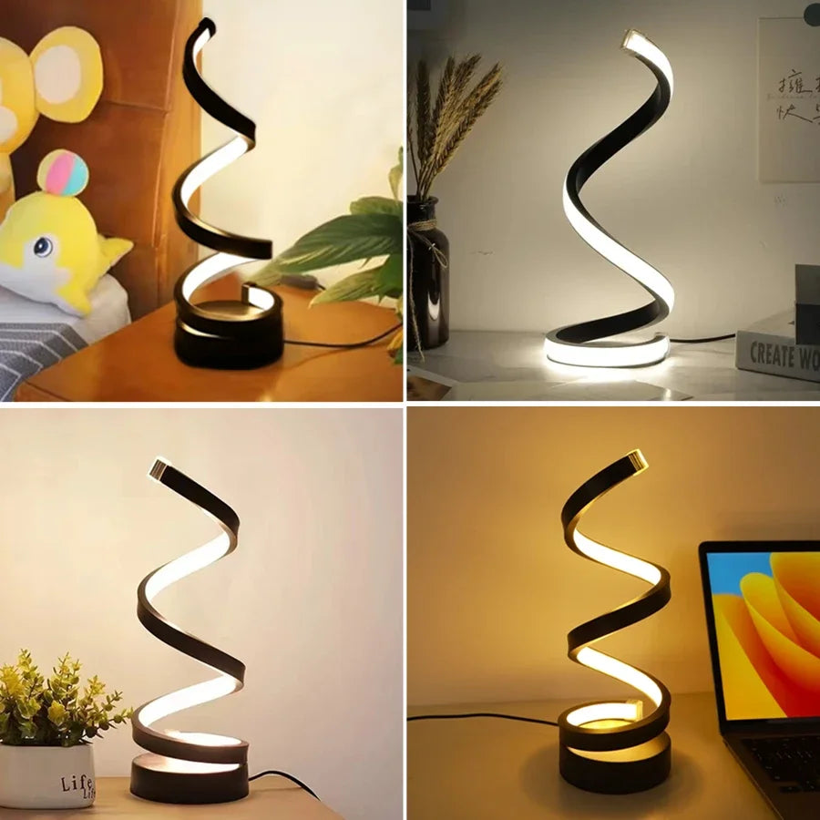 Veilleuse LED Design Spirale – Lampe de Chevet Dimmable 3 Couleurs