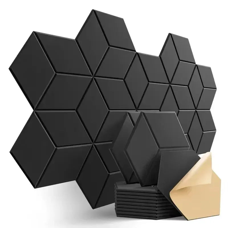 Panneaux Acoustiques Muraux Hexagonaux – Mousse Absorbante Auto-Adhésive, Lot de 12