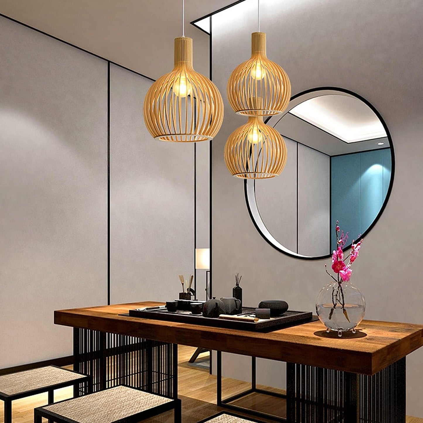 Suspension en Bois Design – Lampe Suspendue Naturelle Moderne