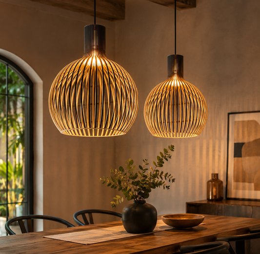 Suspension en Bois Design – Lampe Suspendue Naturelle Moderne