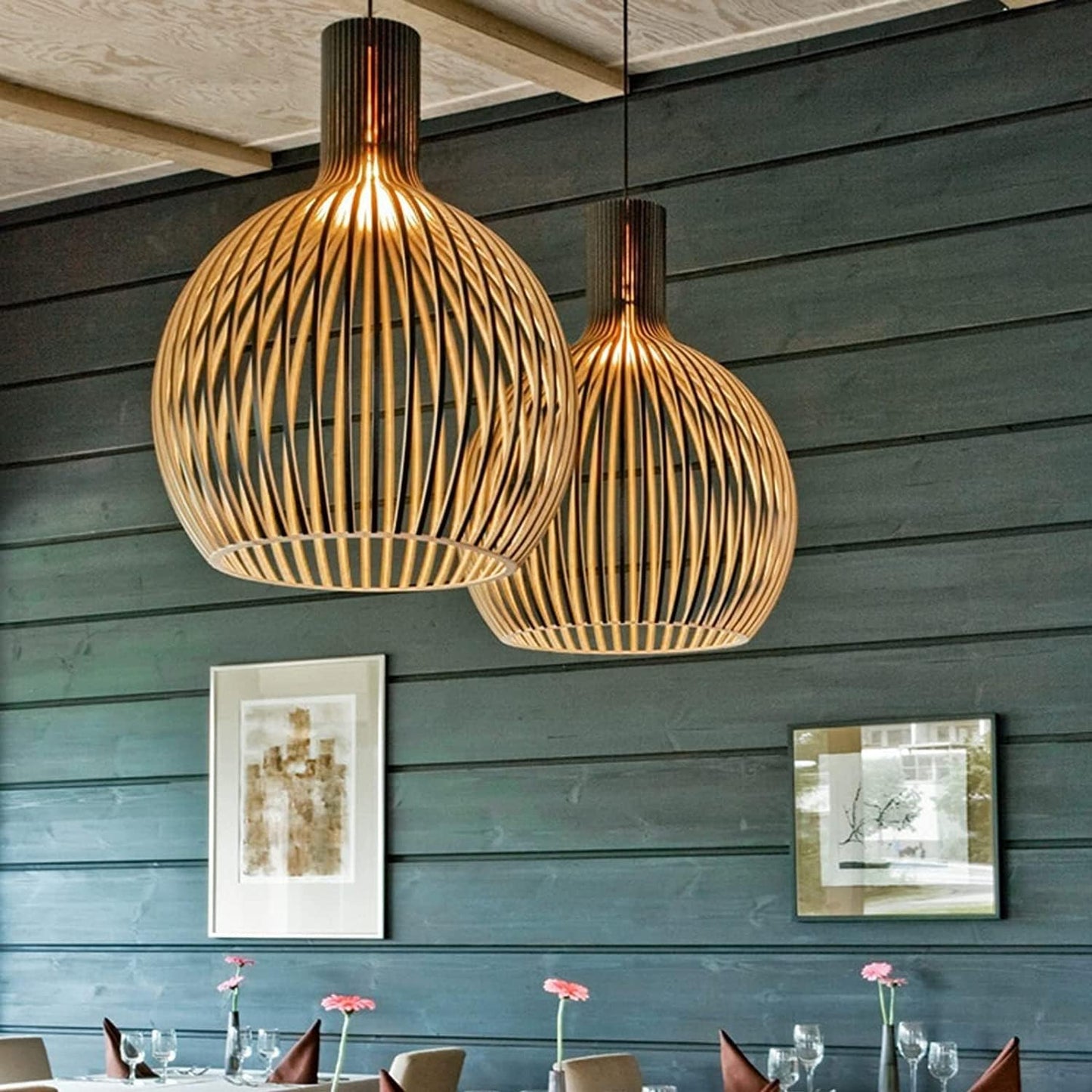 Suspension en Bois Design – Lampe Suspendue Naturelle Moderne