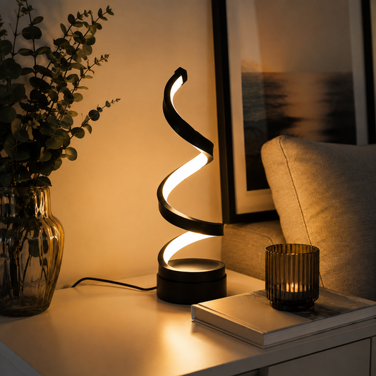 Veilleuse LED Design Spirale – Lampe de Chevet Dimmable 3 Couleurs
