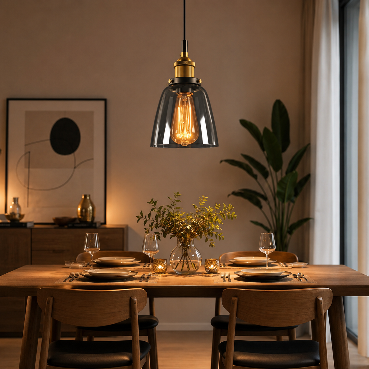 Lampe à Suspension Verre Vintage – Luminaire Industriel Design pour Cuisine & Salle à Manger