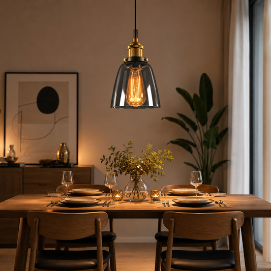 Lampe à Suspension Verre Vintage – Luminaire Industriel Design pour Cuisine & Salle à Manger