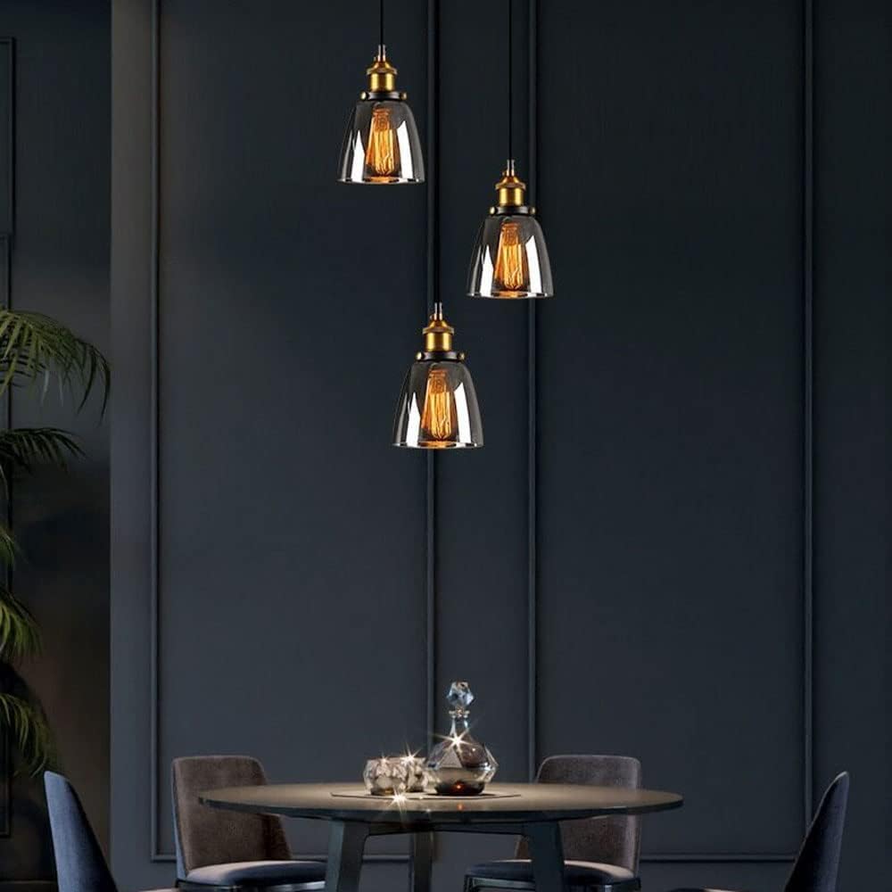 Lampe à Suspension Verre Vintage – Luminaire Industriel Design pour Cuisine & Salle à Manger