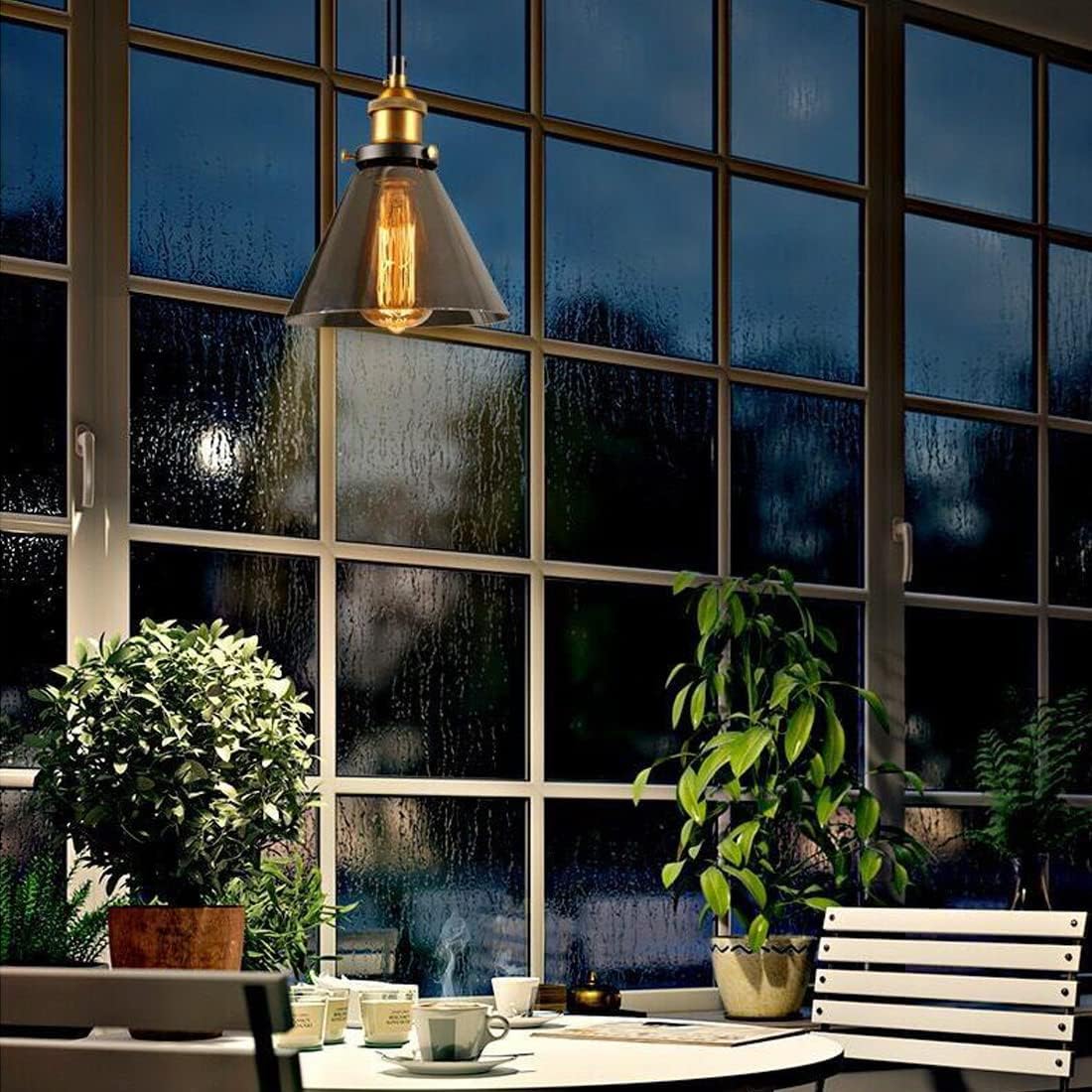 Lampe à Suspension Verre Vintage – Luminaire Industriel Design pour Cuisine & Salle à Manger